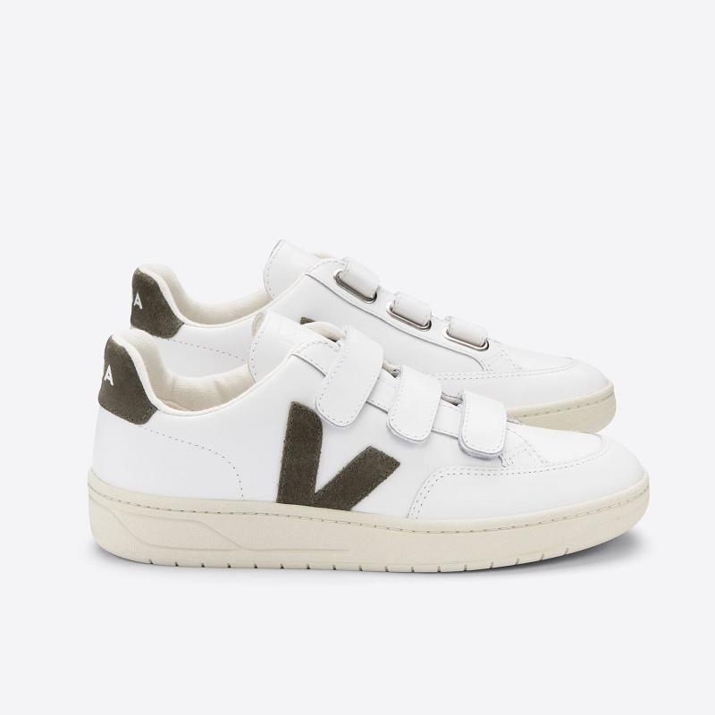 Zapatillas Veja Hombre Madrid - V-Lock Tenis Blancas Kaki Cuero ES2128393